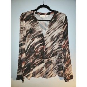 Brand: Hinge- Sheer Dress Button-Up Shirt Size: S Multi-color